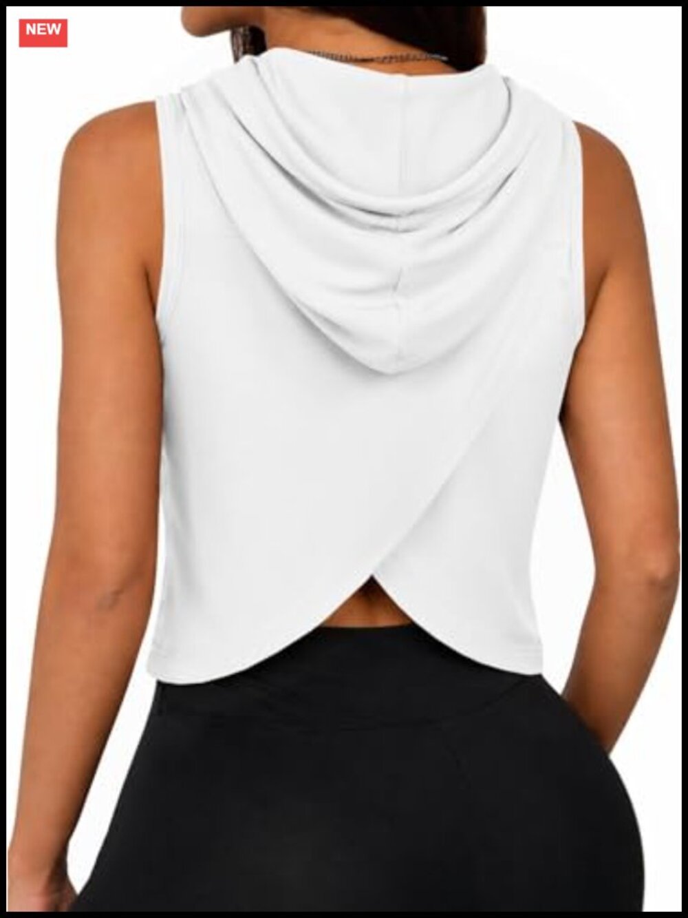 Remidoo Women Sleeveless Cropped Hoodie Open Back Workout Tank Top